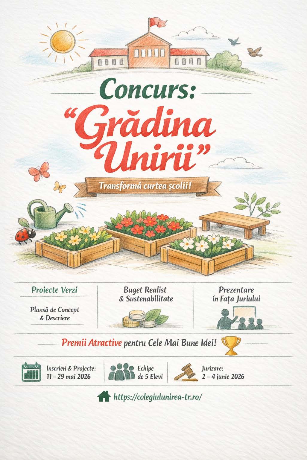 Concurs „Grădina Unirii” – Design colaborativ pentru spațiul școlii”
